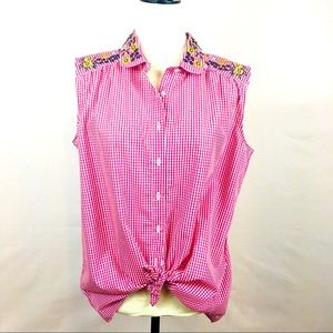 Grand & Greene Gingham Button Down Top Size M